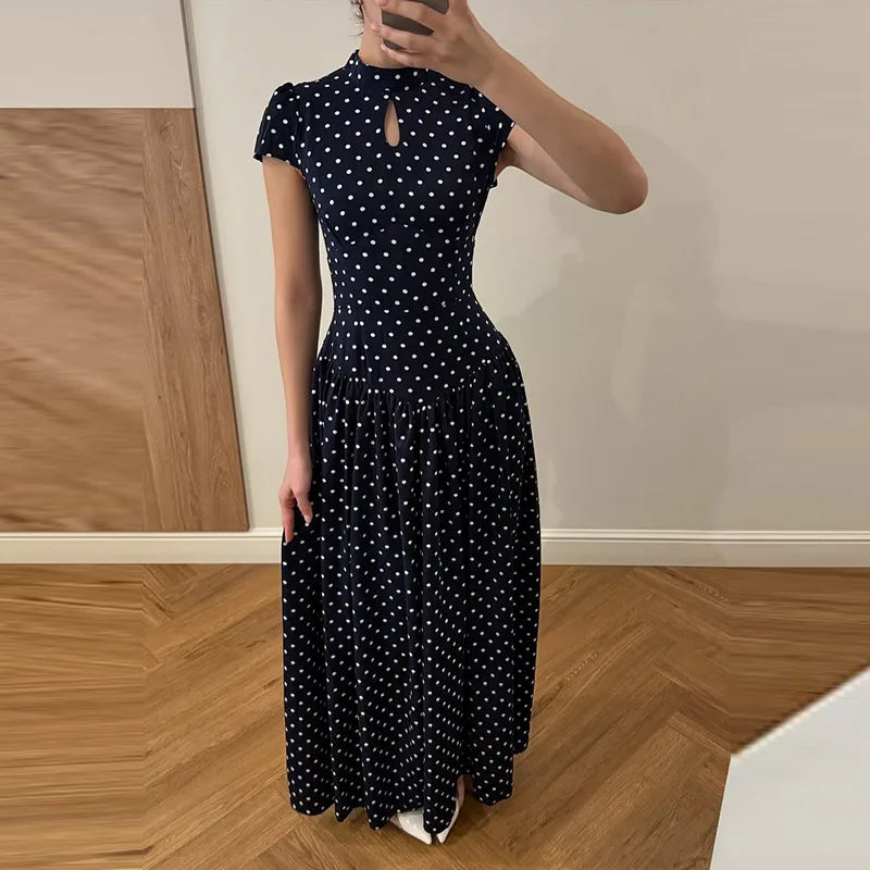 Elegant Hollow Out Lace Up Ankle Length Dress for Women