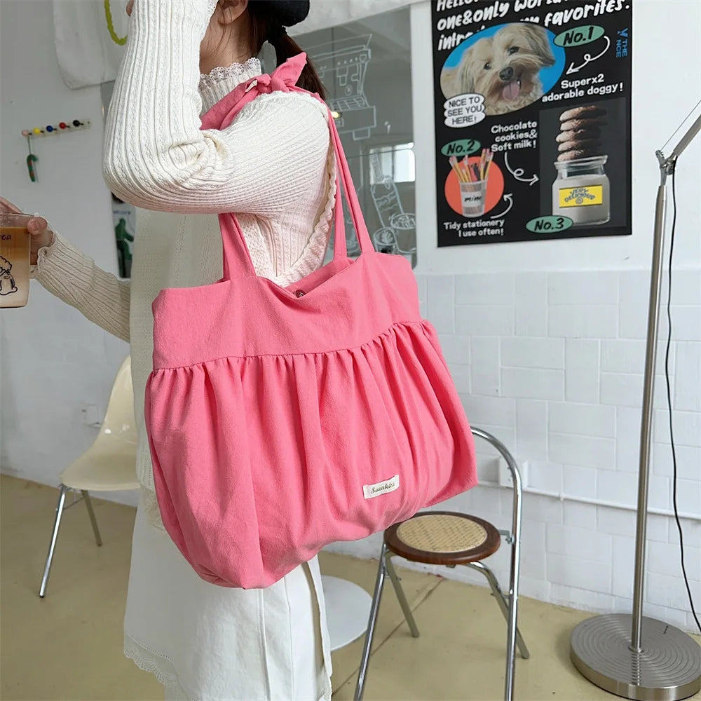 Casual Large Capacity Belted Canvas Tote Bag for Women