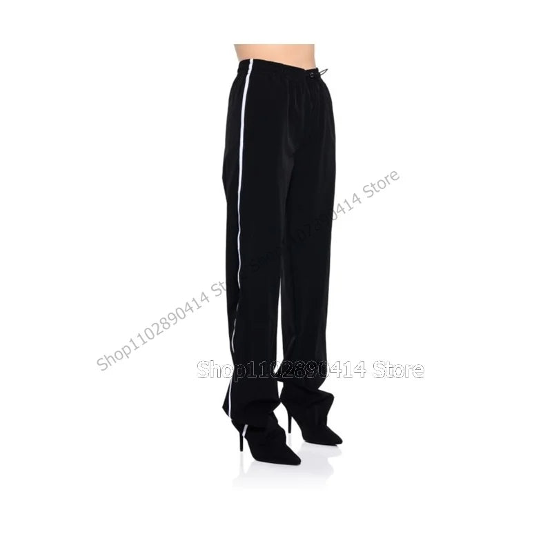 Multi Color Striped Pointed Toe High Stiletto Pant Boots For Women