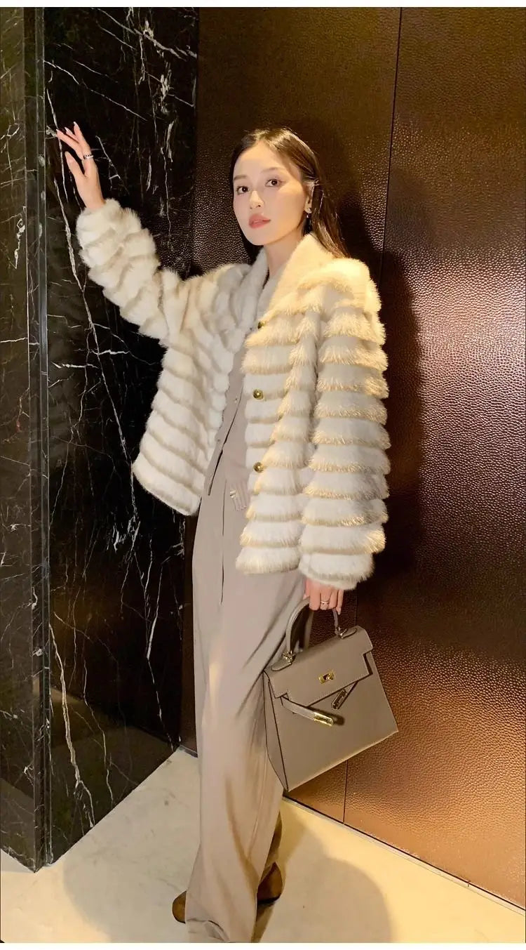 Faux Fur Coat for Women,Single Breasted Jacket,Thicken Warm,High Quality,Preppy Style, Female Clothes,New,Winter,2025