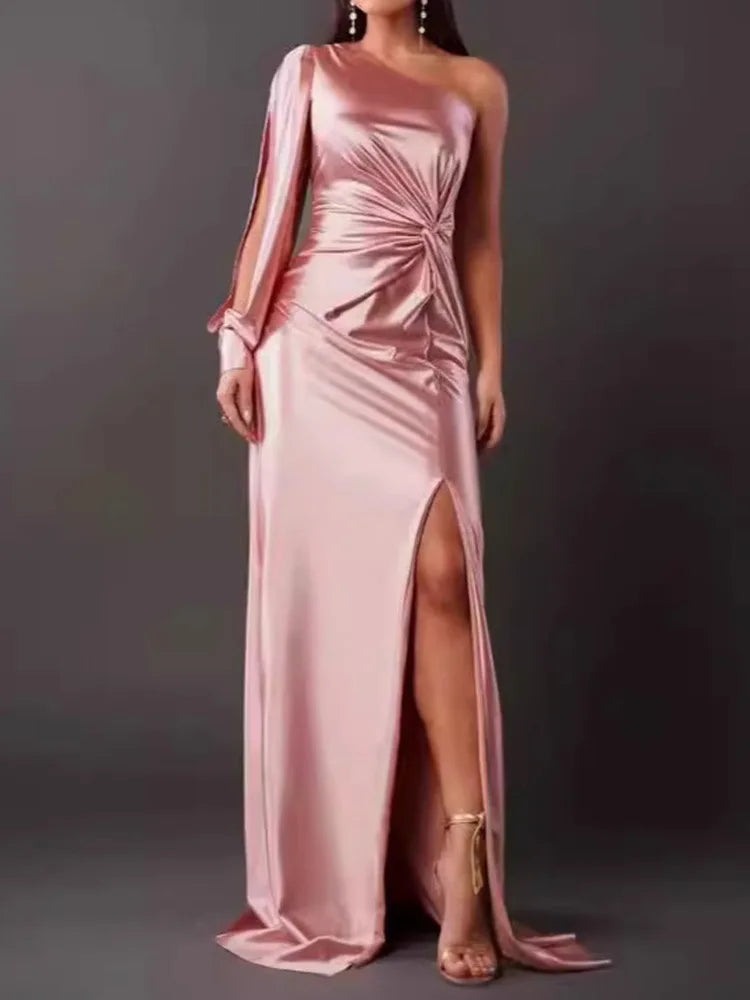 Elegant One Shoulder Backless Maxi Dress for Women