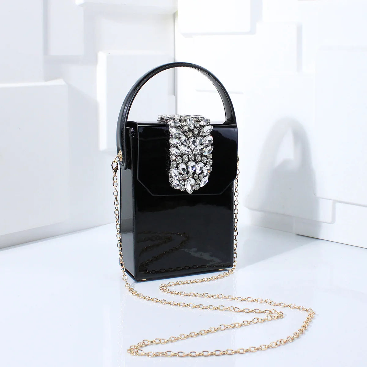 Exquisite Compact Banquet Bag for Women Luxury Rhinestones Square Box Versatile Wedding Clutch Purse Evening Dress Bag