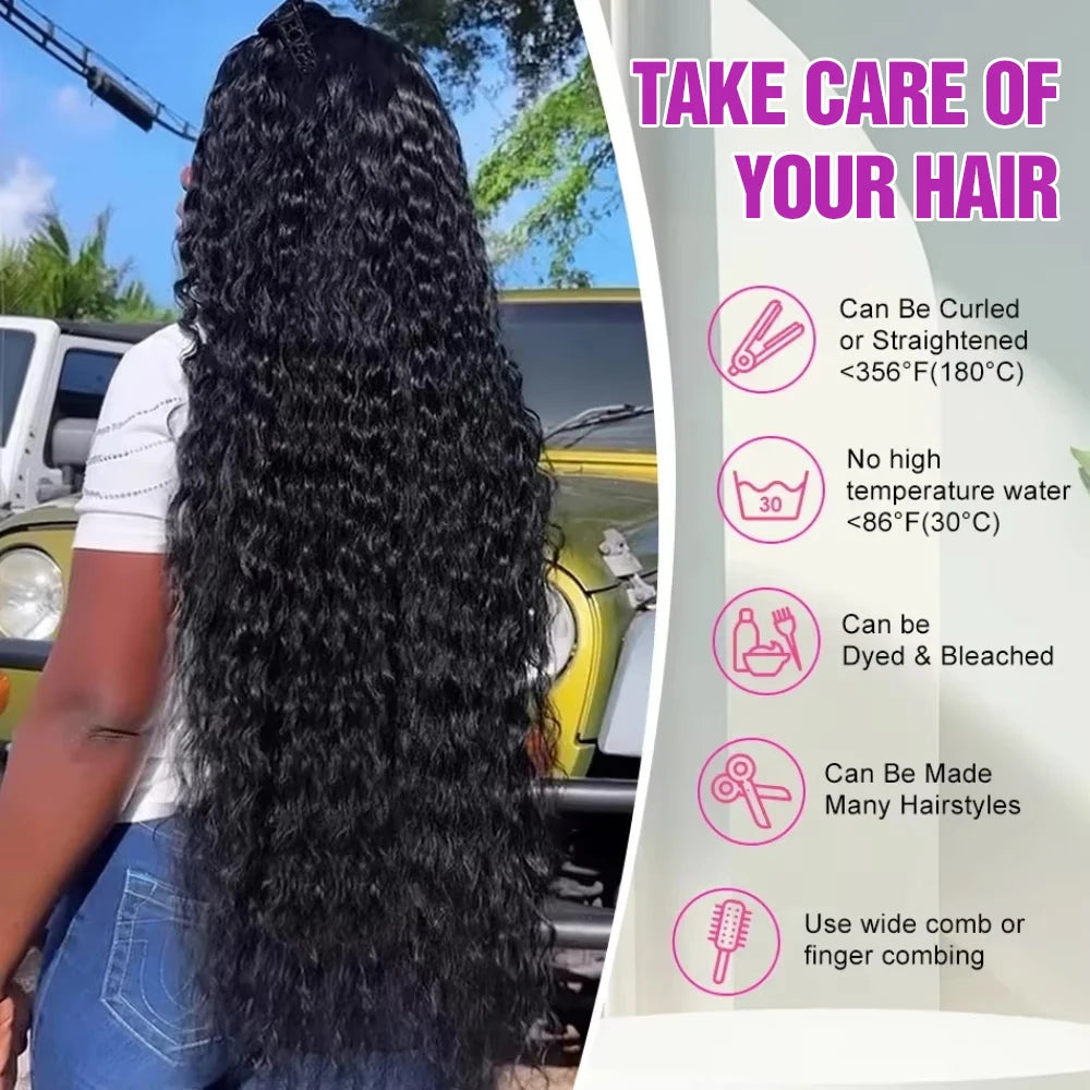 Glueless Deep Wave Water Curl Wig
