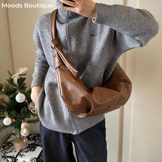 Vintage Knot Leather Crossbody Bag