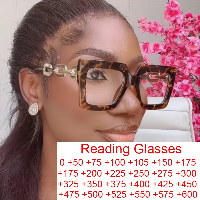 Oversized Square Blue Light Reading Glasses for Women