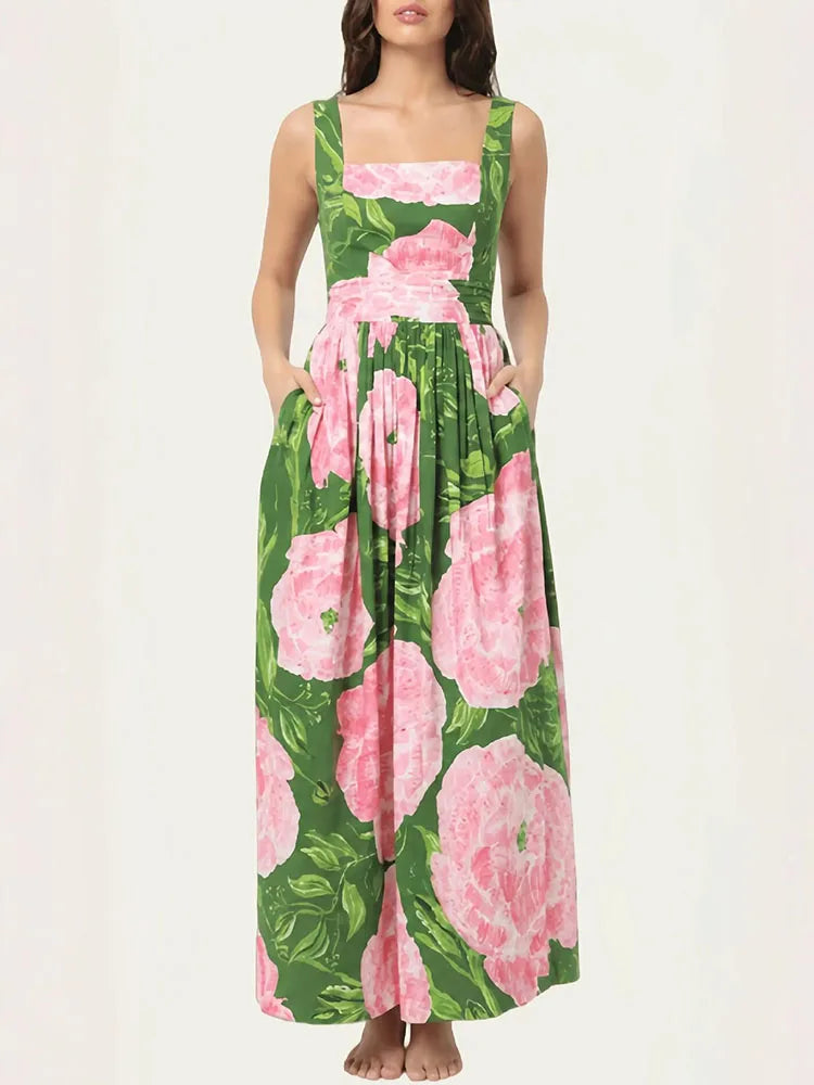 Floral Open Back Maxi Dress