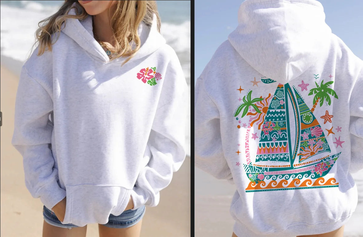 Women's Spring Autumn Hooded Sweatshirt Long Sleeve Pattern Embroidery Hoodie Pullover