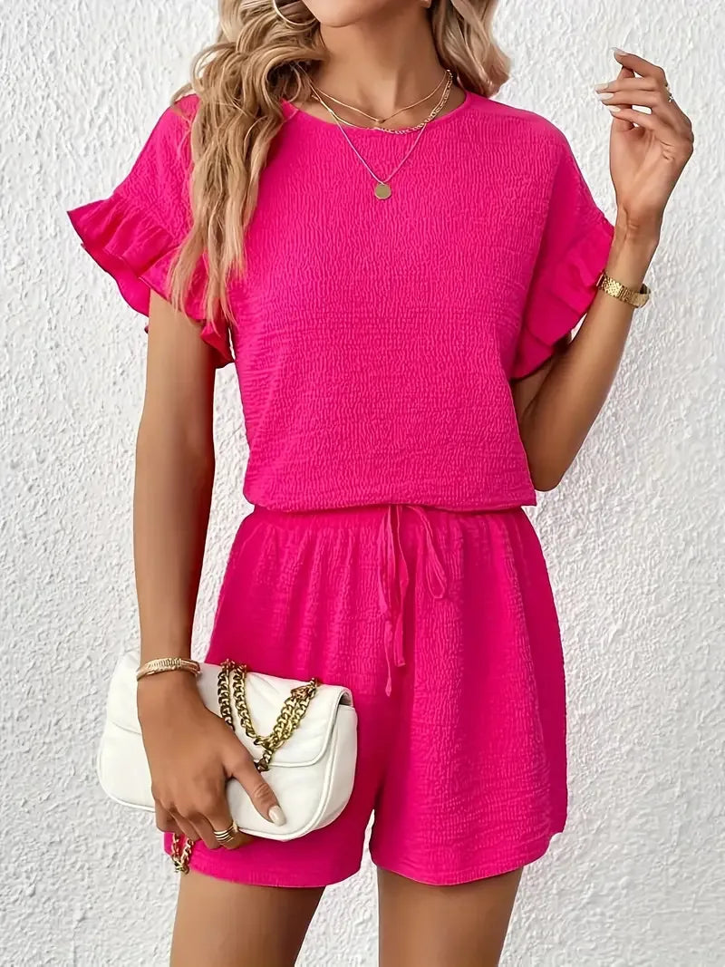 Casual Vacation Wear Two Piece Shorts Set for Women