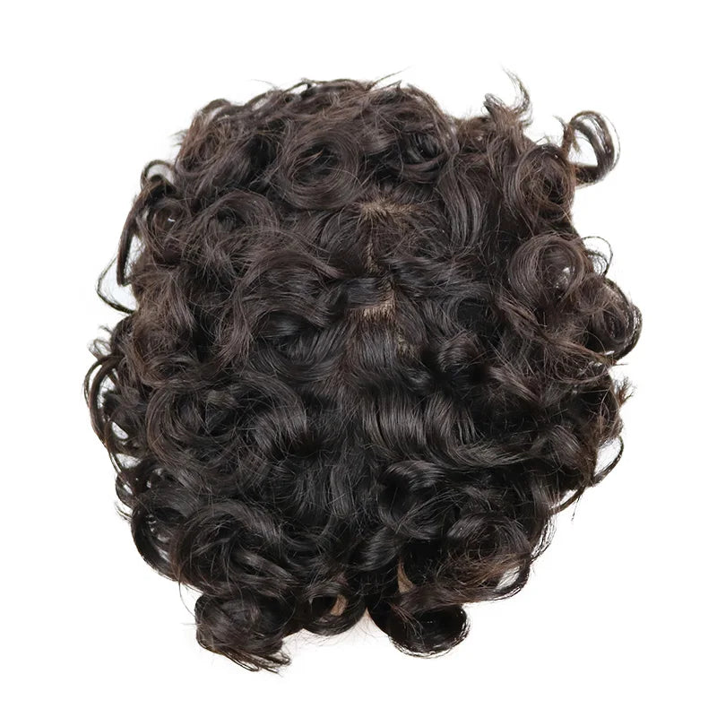 Curly Blonde Lace Front Human Hair Toupee for Women