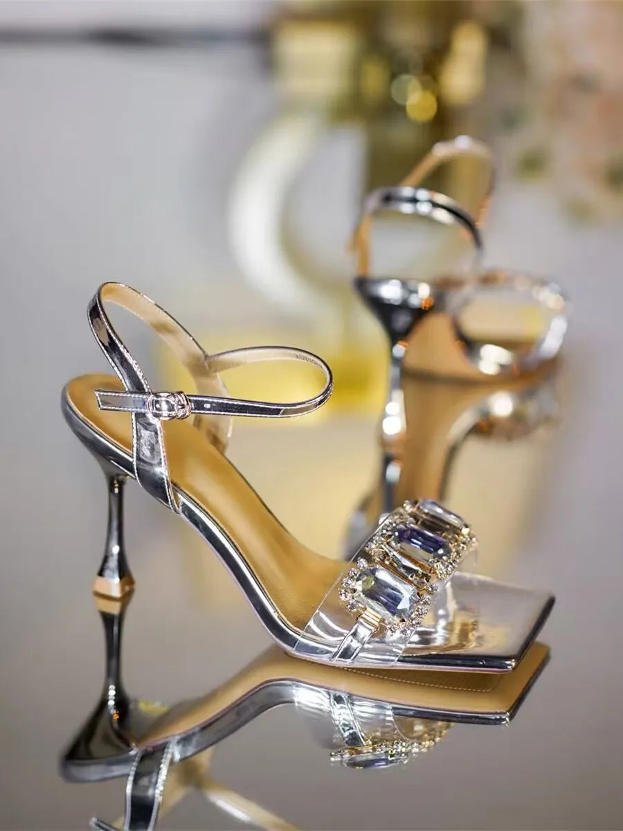 Silver Champagne Rhinestone Sandals