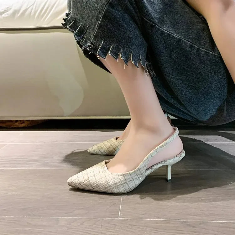 Elegant Blue Pointed Toe Slingback Pumps for Women