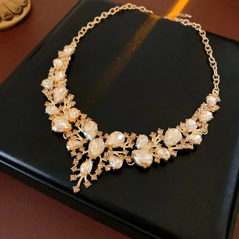 Rhinestone Necklace And Earring Set