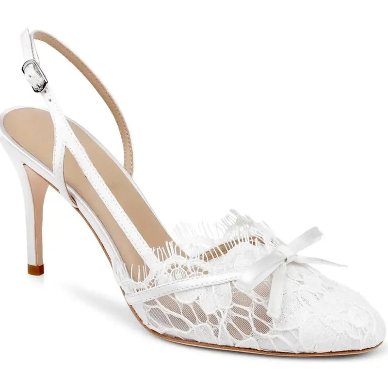 Butterfly Knot Slingback Pointed Toe Stiletto Heels for Women