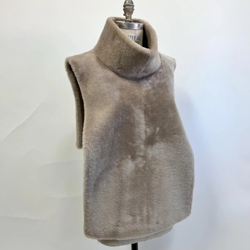 Mandarin Collar Faux Fur Vest