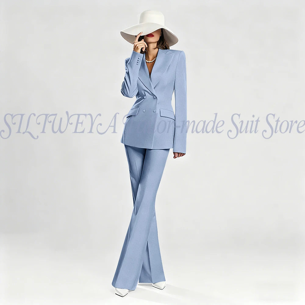 Slim Fit Double Breasted Blazer Suit Set for Women