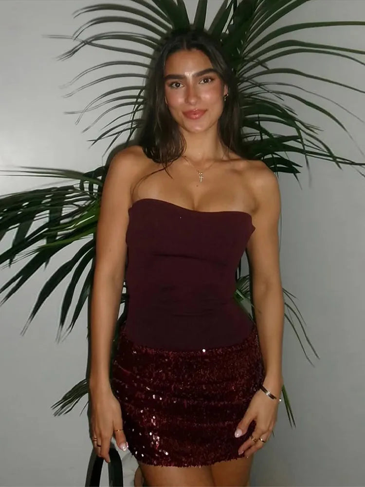 Sequined Patchwork Sleeveless Backless Mini Dress for Women