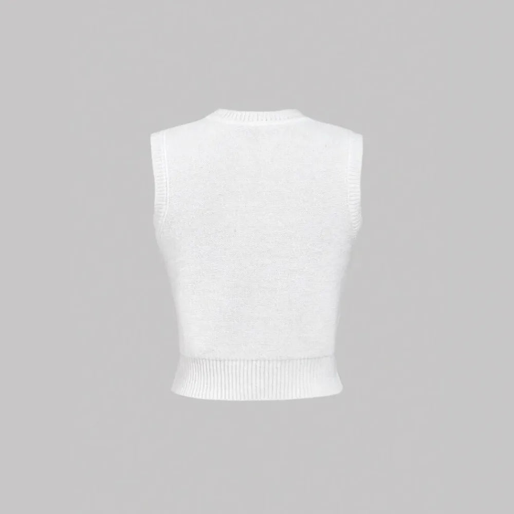 Letter Knit Crop Top Two Piece Set Streetwear for Women