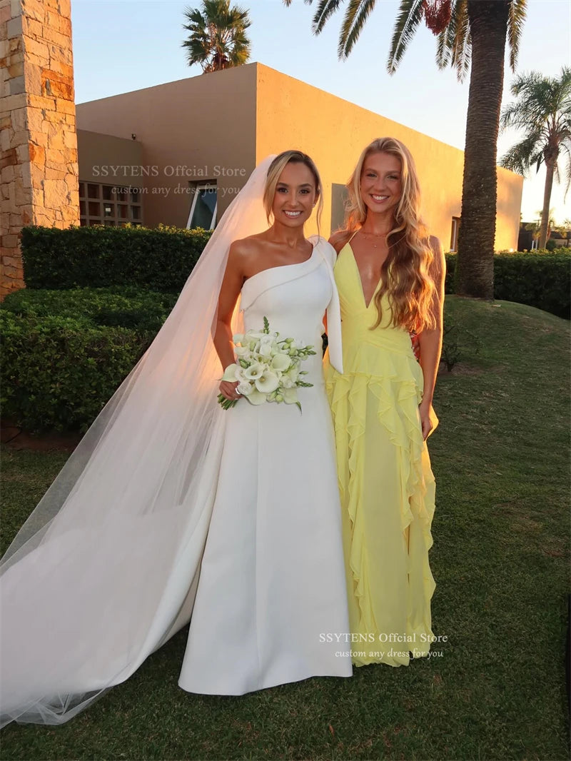 Yellow Ruffle Tiered Deep V Neck Chiffon Evening Dress for Women