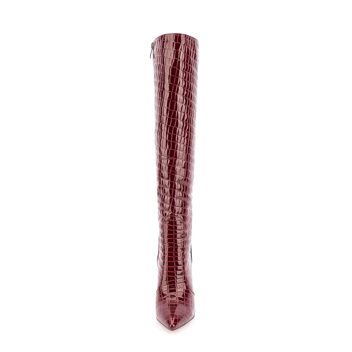 Wine Red Knee High Boots
