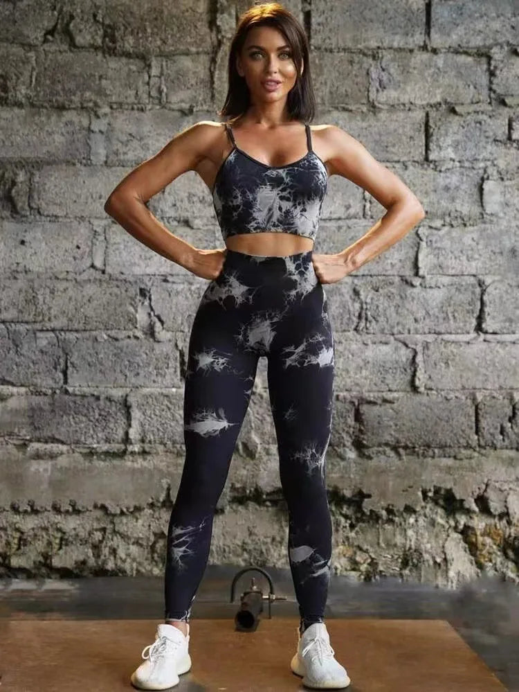 Breathable Tie Dye Yoga Tracksuit Set