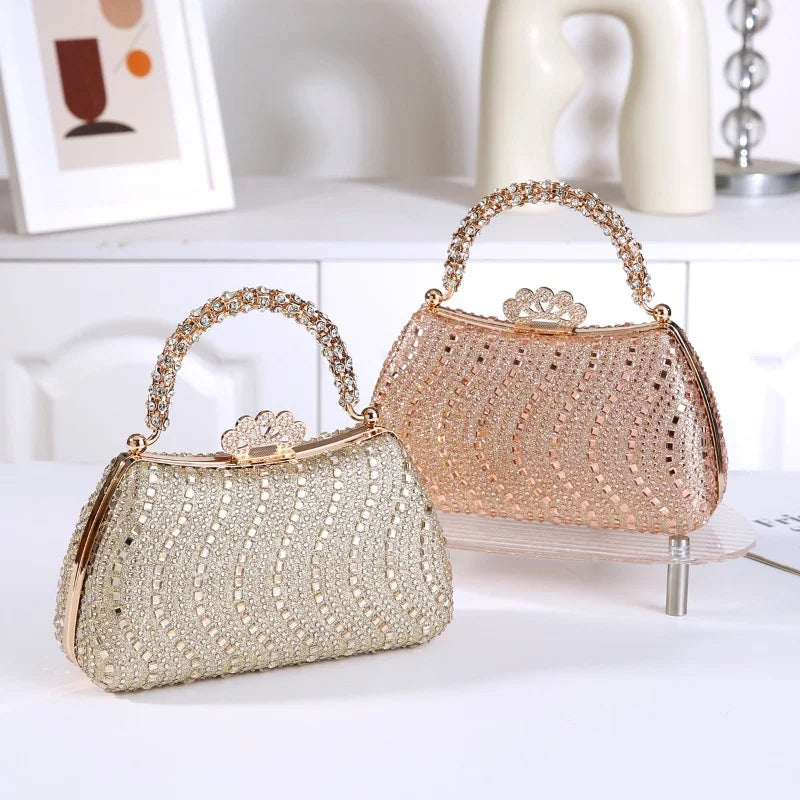2025 Luxury Fashion Sequined Glitter Clutch Bag Full Rhinestone Design Party Women Handbags Portable Tote Shoulder Messenger Bag