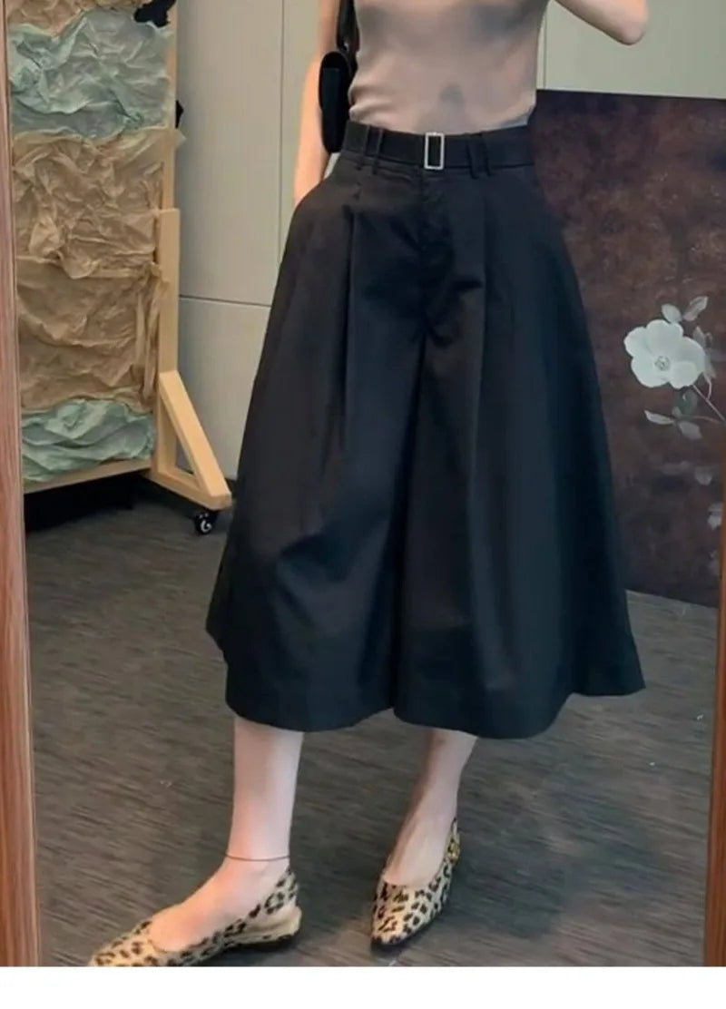 High Waist Pleated Loose Flowy Skirt Pants for Women