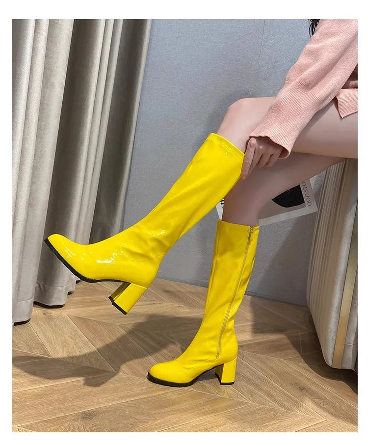 Elegant Shimmering Knee-High Go-Go Boots for Women