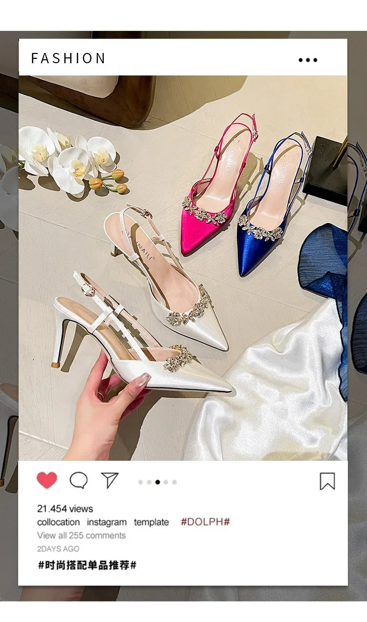 Crystal Buckle Pointed Pumps