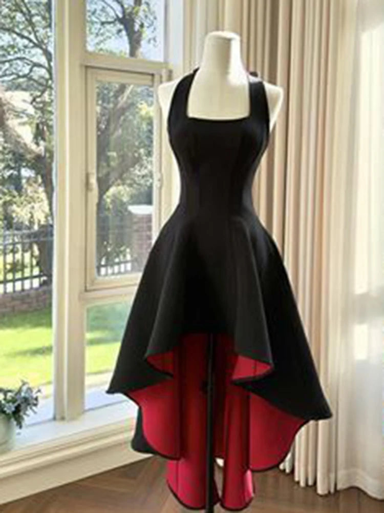 Elegant Contrasting Color Square Neckline Dress For Women