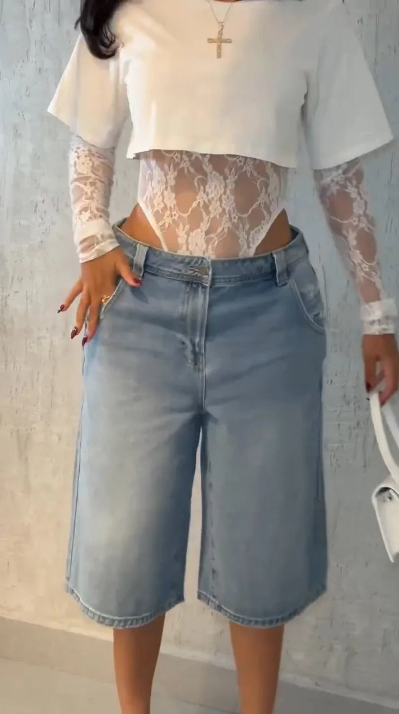 Weird Puss Sexy Women Crop Top+Lace Jacquard Full Sleeve Bodysuit Hottie Street Clubwear Slim Wild Matching Basic Skinny Tees