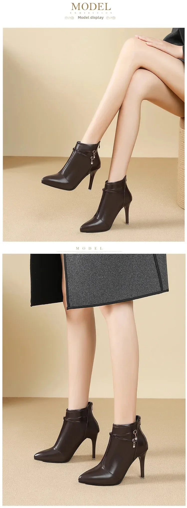 Crystal Pointed Toe High Heel Ankle Boots for Women