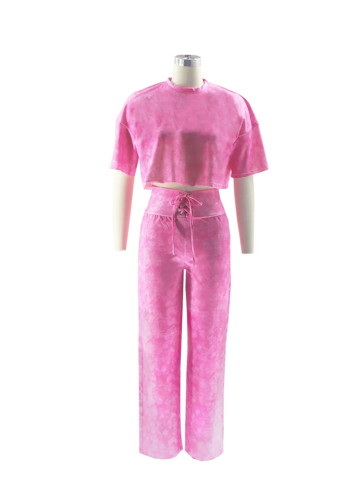 Tie Dye Crop Top and Pants Two Piece Tracksuit Set for Women