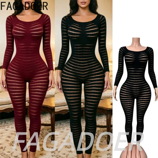 Hollow Out Knit Jumpsuit