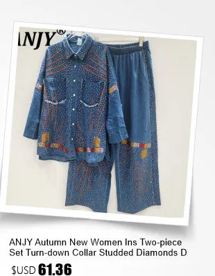ANJY Summer New Women's High Street Fashion Unique Design Denim Patchwork Contrast Color Button Vest Casual Wide Leg Pants A7944