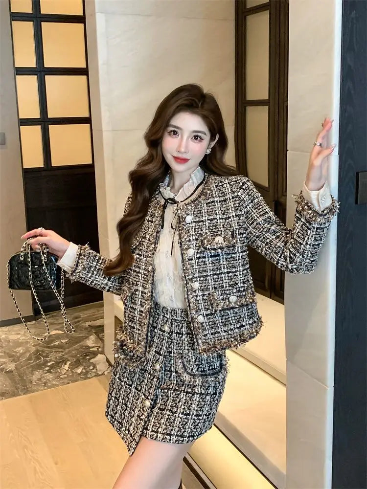 Autumn Winter Street Style Tweed Suit