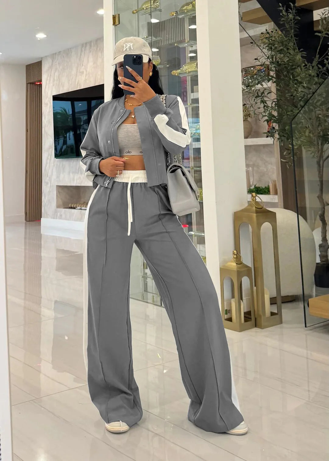 FAGADOER Fashion Sports 2 Pieces Set for Woman Long Sleeve Crop Top and Long Pants Matching Suit Female Streetwear Clothing New