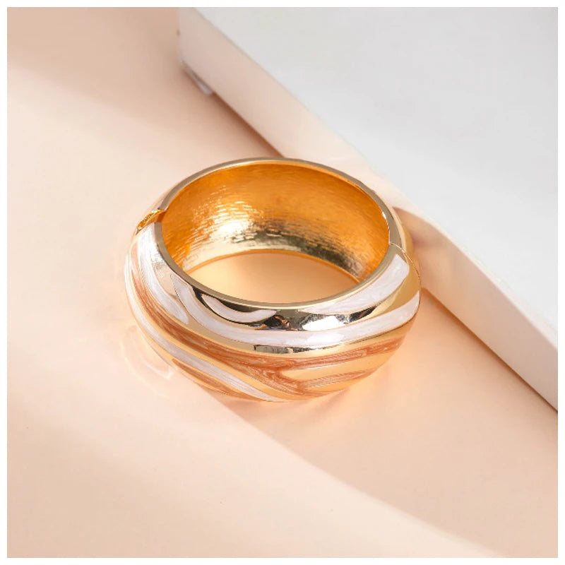 Colorful Enameled Statement Cuff Bangle Bracelet for Women