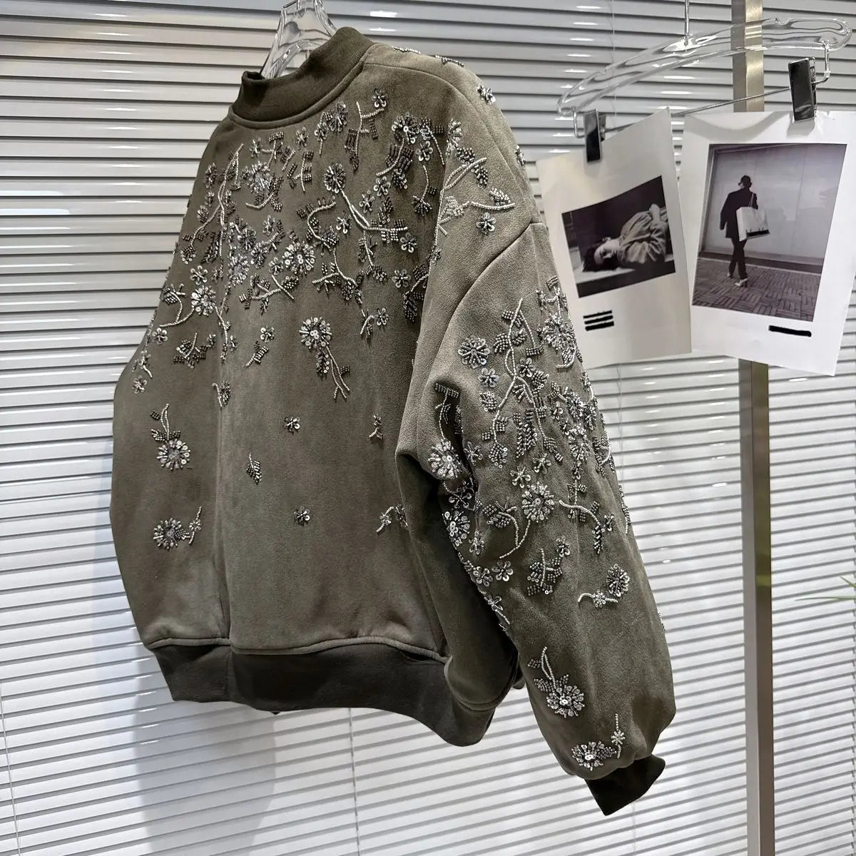 2026 Winter New Coat for Women,Retro Heavy Industry Nail Bead Suede Embroidery Loose Cotton Jacket