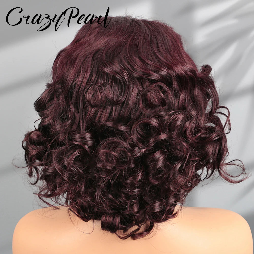 Burgundy Loose Wave Lace Front Human Hair Wig for Black Women