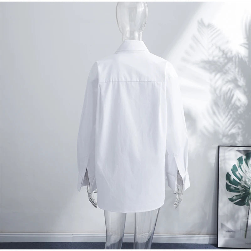 Elegant Bow Detail Pleated Long Sleeve V Neck Blouse for Women