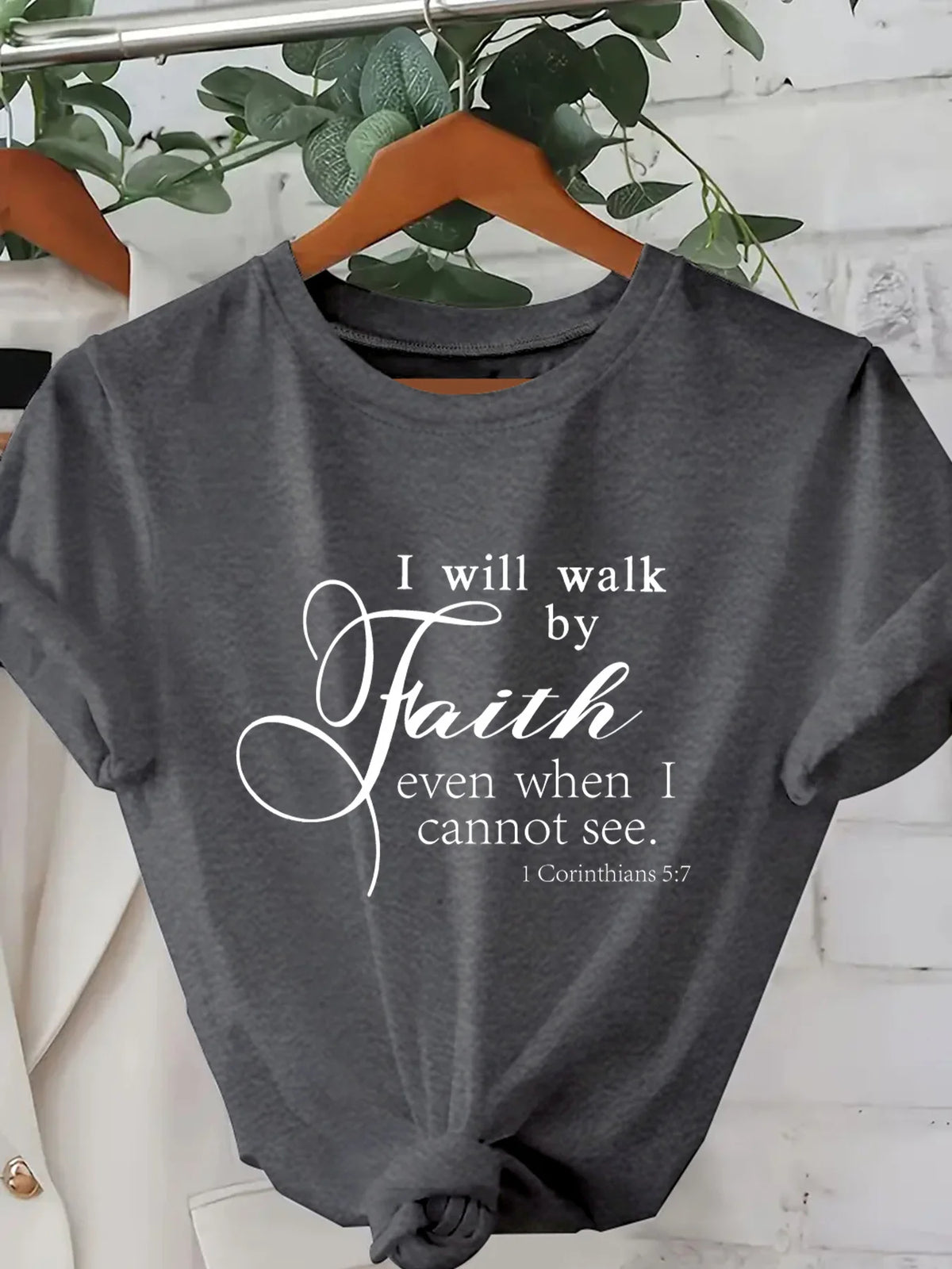Walk By Faith Printed Pink Soft Casual Tee For Women
