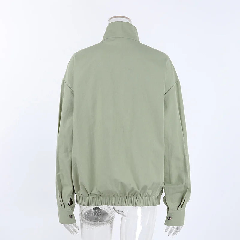 Elegant Stand Collar Single Breasted Jacket for Women