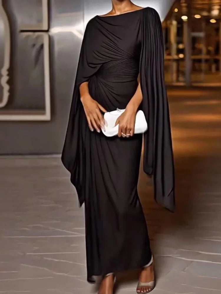 Elegant Patchwork Ankle Length Maxi Dress for Women