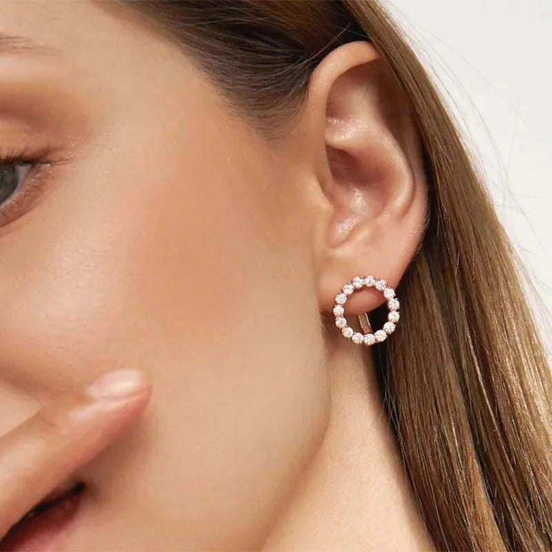 Round Zircon Crystal Drop Earrings