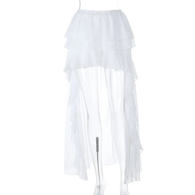 High Waist Pleated Asymmetrical Mini Skirt for Women