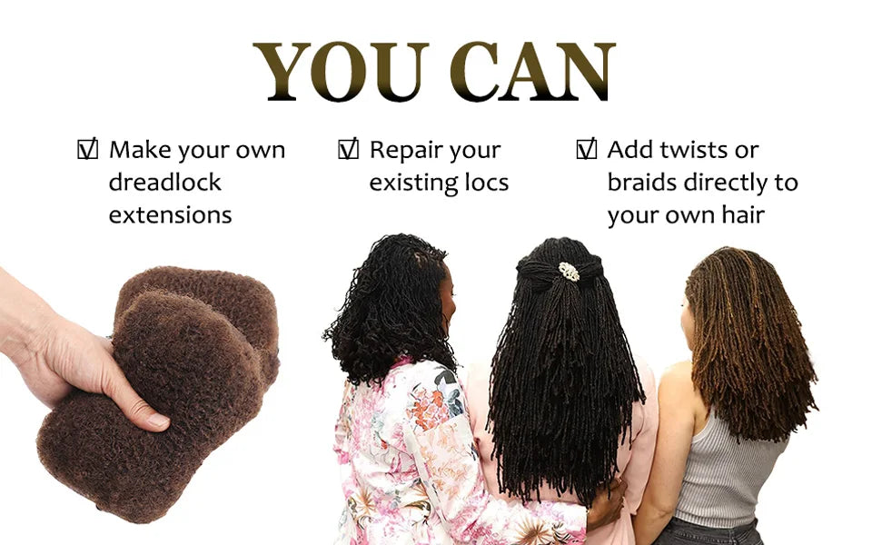 Afro Kinky Bulk Human Hair Loc Extensions for Women