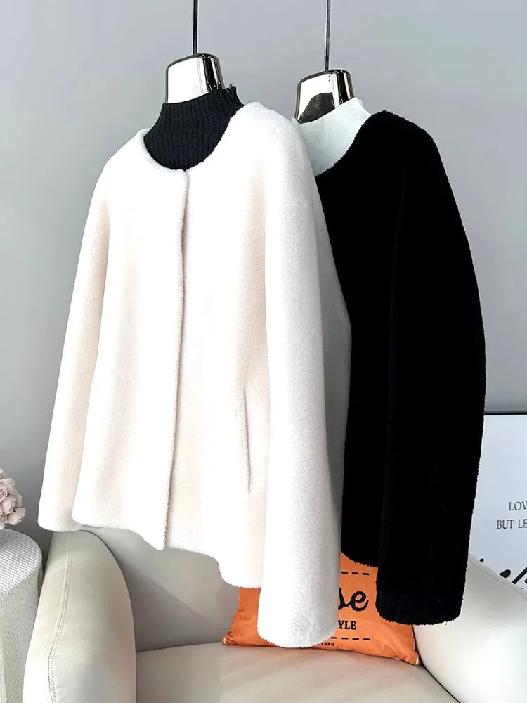 Real Shearling Wool Coat