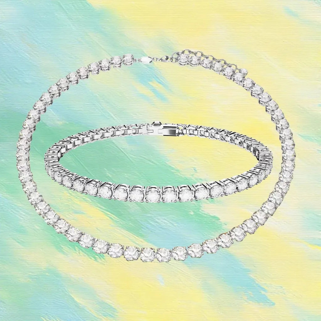 Gold Plated Sparkling Zirconia Jewelry Set for Women