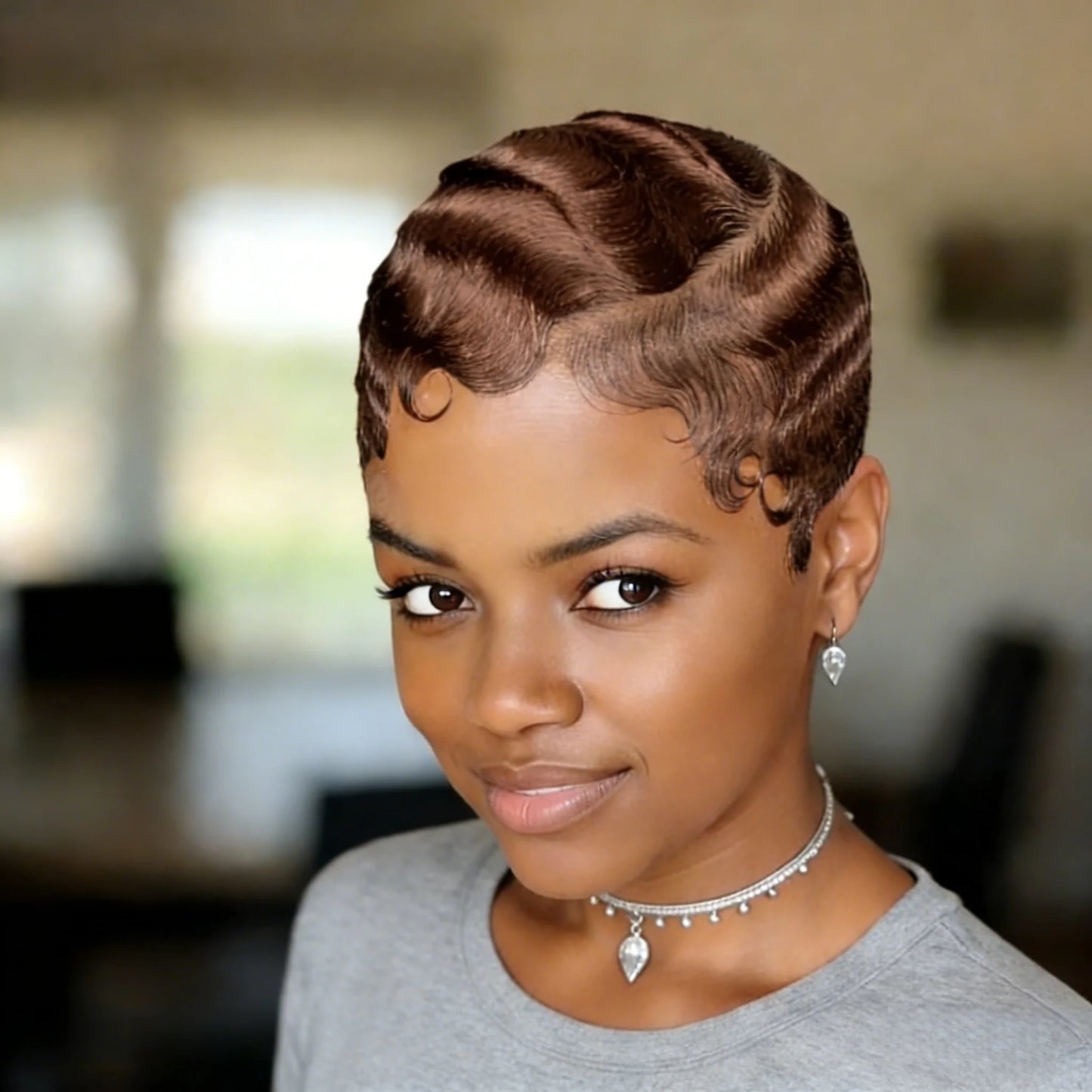 Short Pixie Cut Human Hair Wig with Finger Wave Texture 99j 4 black 13x4 Transparent Lace Front Pre-Plucked Hairline  Wig