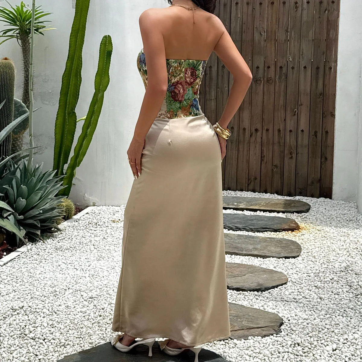 Elegant Strapless African Dashiki Maxi Dress for Women